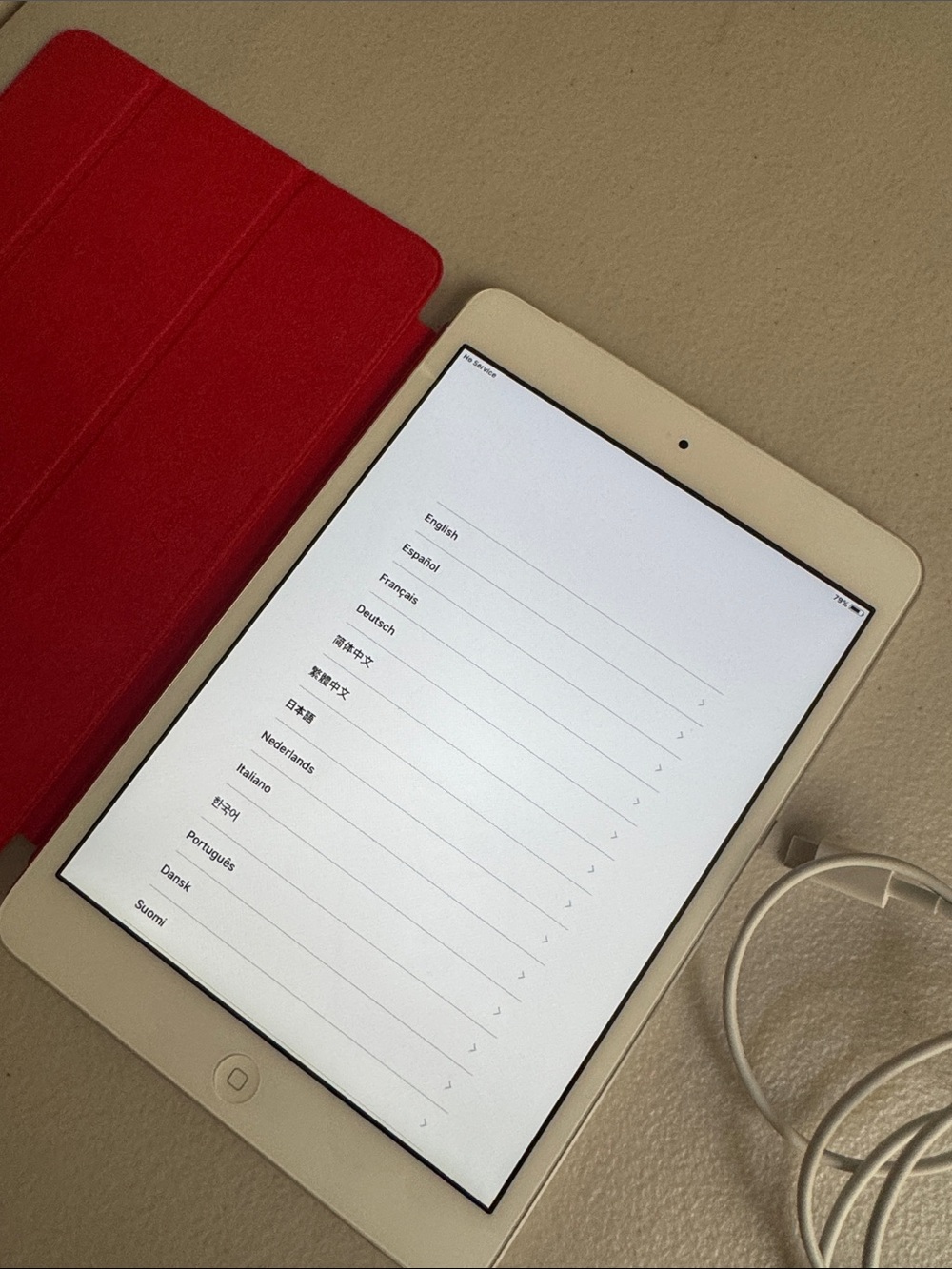 Apple White Tablet with Red Smart Cover